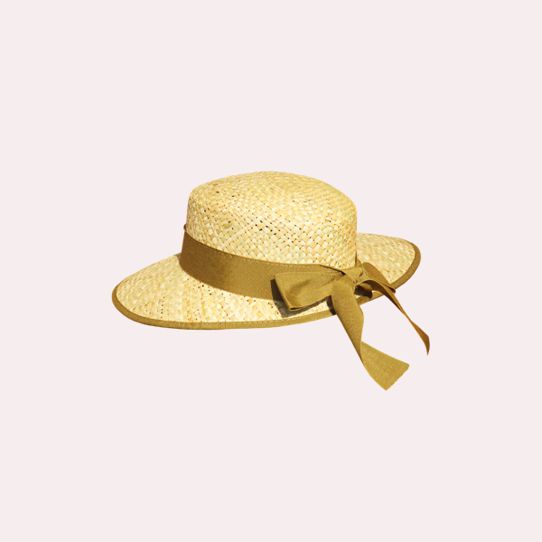 Women’s Classic Straw Boater Hat – Summer Beach Sun Hat with Elegant Ribbon Bow