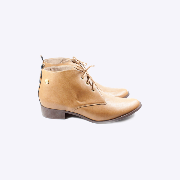 Women’s Classic Lace-Up Ankle Boots – Professional Tan Leather Boots with Low Block Heel