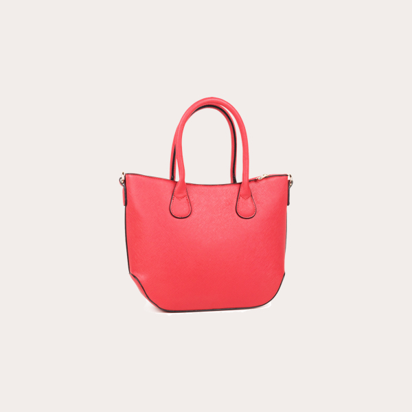 Chic Women’s Vibrant Red Tote Bag – Textured Saffiano Faux Leather Handbag