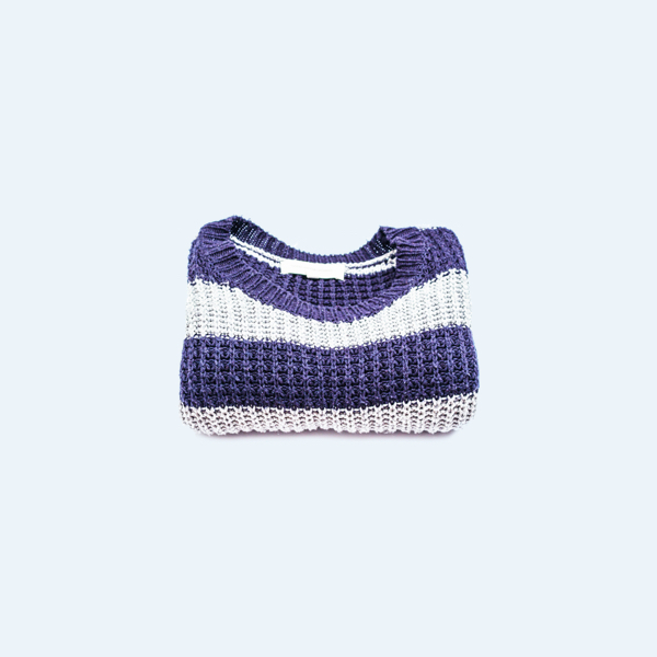 Women’s Cozy Striped Knit Sweater – Relaxed Fit Crew Neck Pullover